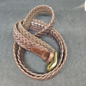 Lands End Men's Genuine Leather Braided Brown Belt Size 48